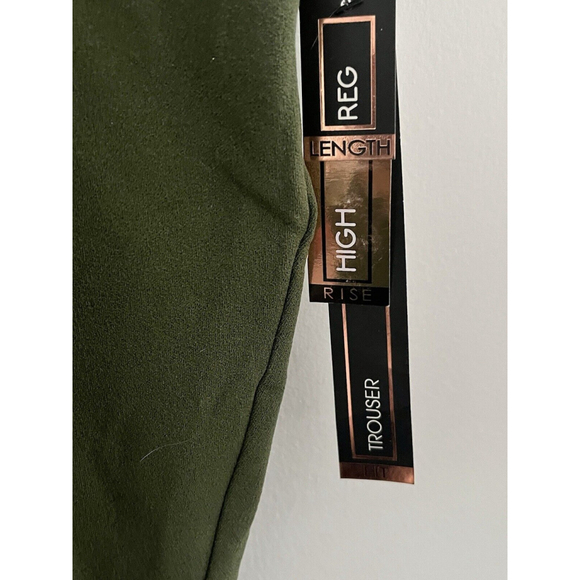 One5One Pants Women's 2x Olive Green Belted Paper Bag Waist Trousers Office New - Picture 2 of 7